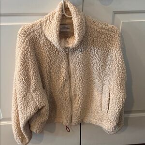Urban Outfitters Beige Drawstring Sherpa Jacket
